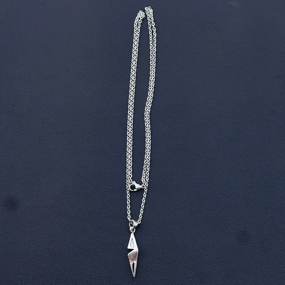 Blue Stone Stainless Steel Silver Tone Necklace Geometric‎ Pendant Men's Jewelry